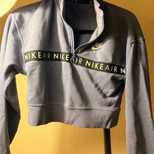 Nike Women's Gray Half-Zip Cropped Sweatshirt
